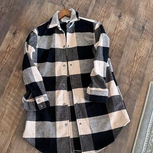 Steve Madden Black and Cream Plaid Jacket